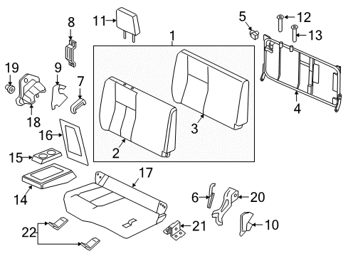 2017 Nissan Titan Rear Seat Components Cup Holder Assembly Diagram for 88337-EZ04A