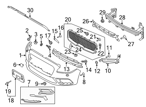 2019 Lincoln Continental Front Bumper Front Weatherstrip Diagram for GD9Z-16B990-B