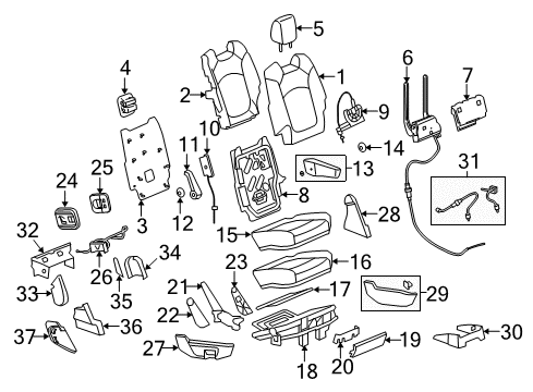2016 Chevrolet Traverse Second Row Seats Armrest Cap Diagram for 25974155
