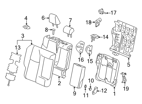 2021 Toyota RAV4 Prime Rear Seat Components Cup Holder Diagram for 72806-42020-C0