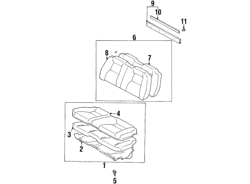 1996 Toyota Celica Rear Seat Components Cushion Diagram for 71017-0W010