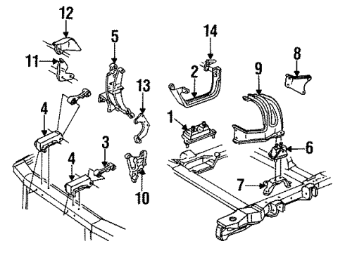 1990 Pontiac Grand Prix Engine & Trans Mounting Bracket-Engine Mount Diagram for 10137340