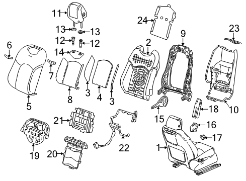 2016 Cadillac CT6 Driver Seat Components Seat Back Cover Diagram for 23246000