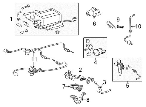 2014 Lexus LS600h Powertrain Control Charcoal Canister Assembly Diagram for 77740-50143