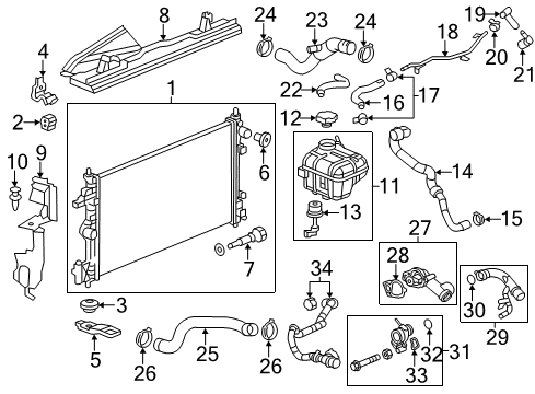 2010 Saab 9-5 Radiator & Components By-Pass Hose Connector Diagram for 55571705