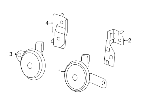 2014 Honda Accord Horn Bracket, Horn Diagram for 38101-T3V-A00
