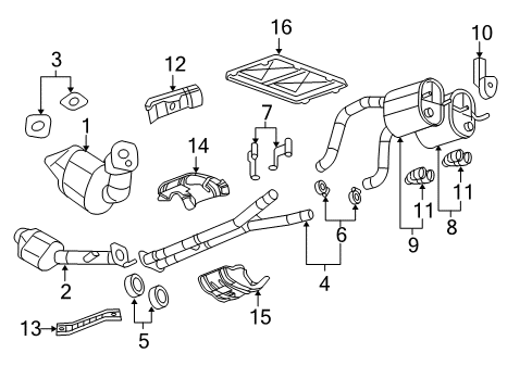 2008 Chevrolet Corvette Exhaust Components Exhaust Muffler Assembly (W/ Tail Pipe) Diagram for 15879289