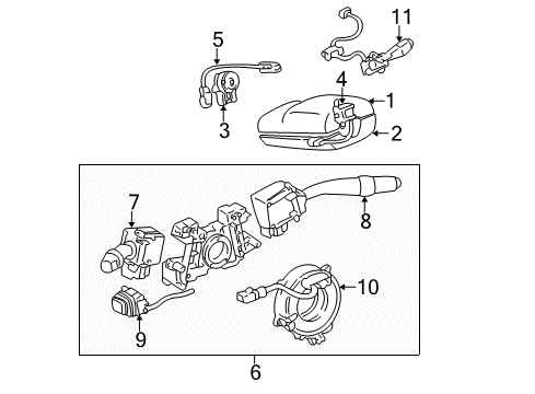 2001 Lexus GS430 Ignition Lock Cover Sub-Assembly, Steering Diagram for 45024-30030-B0