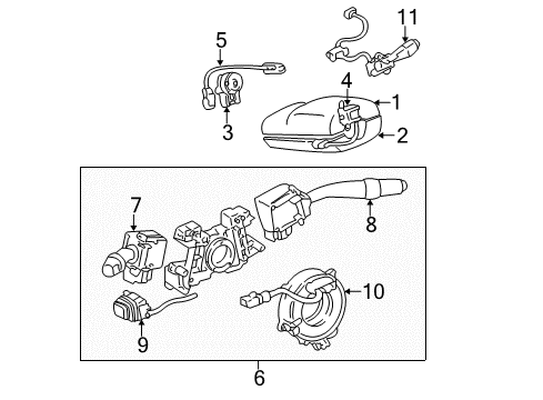 1999 Lexus GS300 Ignition Lock Cylinder Set, Lock W/Transmitter Housing(Less Module) Diagram for 89073-30170