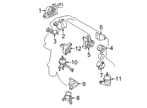 2008 Toyota Camry Engine & Trans Mounting Lateral Rod Diagram for 12364-28030