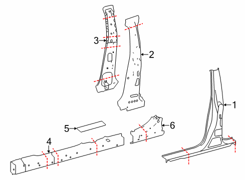 2014 Lexus IS350 Center Pillar & Rocker Reinforcement Sub-As Diagram for 61038-53050