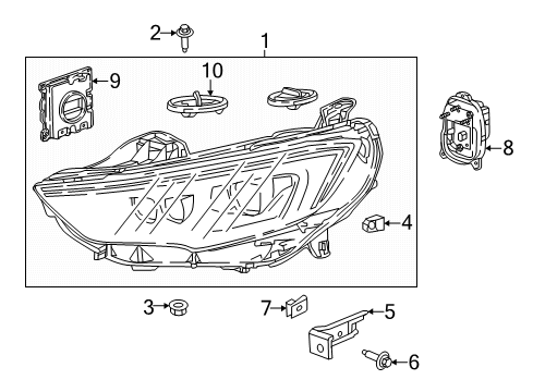 2020 Buick Regal Sportback Bulbs Lower Bracket Diagram for 39118048