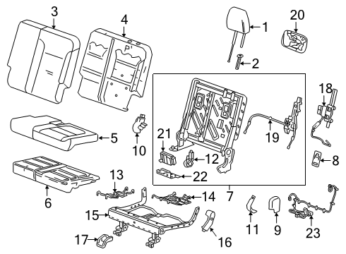 2020 Chevrolet Traverse Third Row Seats Headrest Guide Diagram for 84076195