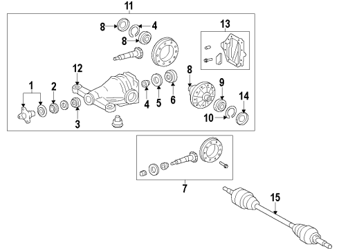 2015 Lexus LS600h Rear Axle, Differential, Drive Axles, Propeller Shaft Carrier Assembly, Differential Diagram for 41110-50303