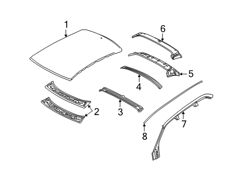 2003 BMW 325xi Roof & Components, Exterior Trim Roof Moulding Prime-Coated Left Diagram for 51138208775