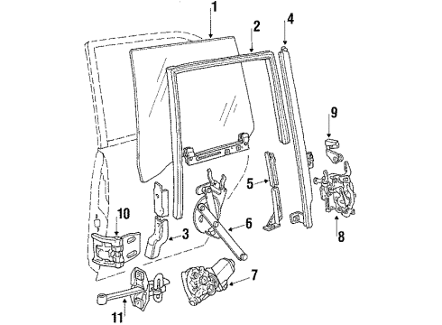 1986 BMW 535i Rear Door - Glass & Hardware Latch Striker, Left Diagram for 51211872833