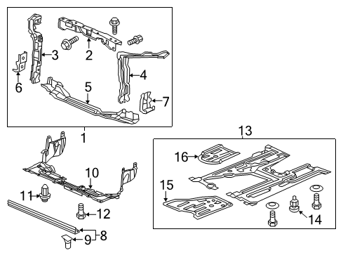 2014 Honda Civic Radiator Support, Splash Shields Panel Set, Right Front Bulkhead Diagram for 04601-TR3-A00ZZ