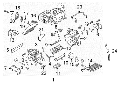 2011 Nissan Leaf Heater Core & Control Valve Case Front Heater Diagram for 27122-1FC0B