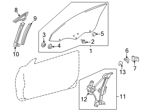 2006 Toyota Solara Quarter Window Weatherstrip Diagram for 67864-AA010