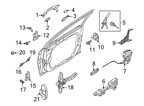 2022 Kia Sorento Lock & Hardware Handle Assy-Door Out Diagram for 82661P2800