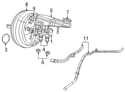 2010 Chrysler Sebring Dash Panel Components Hose-Brake Booster Vacuum Diagram for 5085680AF