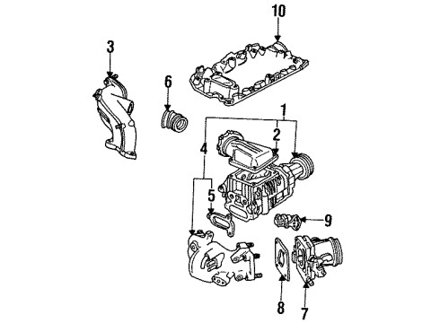 1989 Mercury Cougar Powertrain Control Throttle Body Gasket Diagram for E9SZ-9F627-A