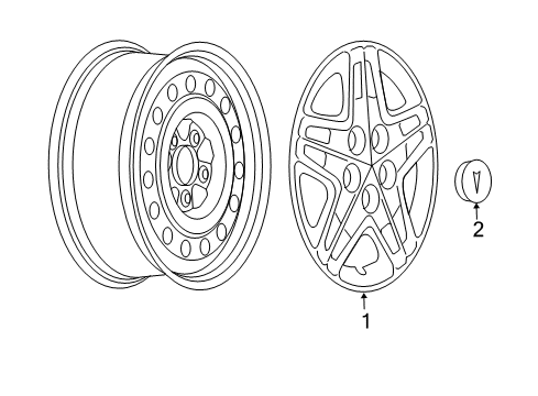 2007 Pontiac Grand Prix Wheel Covers & Trim Wheel Cover Diagram for 9595570
