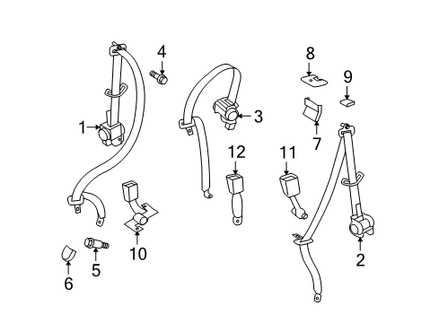 2011 Toyota 4Runner Seat Belt Belt Guide Diagram for 73187-60010