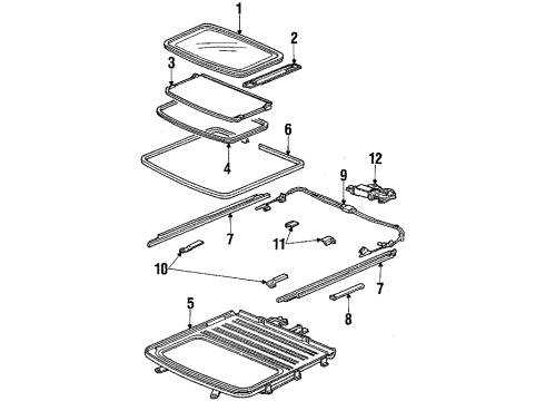 1990 Honda Prelude Sunroof Switch Assembly, Rear Hazard & Defroster Diagram for 35510-SF1-A52