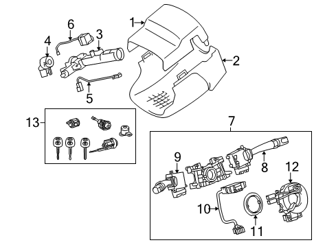 2004 Toyota Solara Shroud, Switches & Levers Disc, Sensor Steering Diagram for 89246-22020