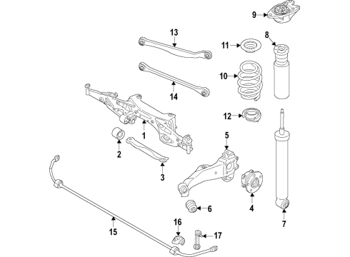 2019 BMW X1 Rear Suspension, Lower Control Arm, Upper Control Arm, Ride Control, Stabilizer Bar, Suspension Components Upper Spring Pad Diagram for 33536875113