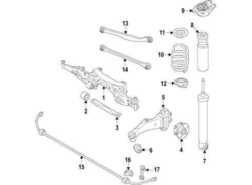 2019 BMW X1 Rear Suspension, Lower Control Arm, Upper Control Arm, Ride Control, Stabilizer Bar, Suspension Components Stabilizer, Rear Axle Diagram for 33506853923