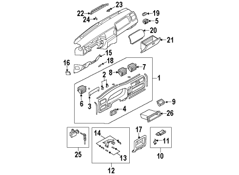 1998 Isuzu Rodeo Cluster & Switches, Instrument Panel Cover, Glove Box *180* (GRAY) Diagram for 8-97157-472-1