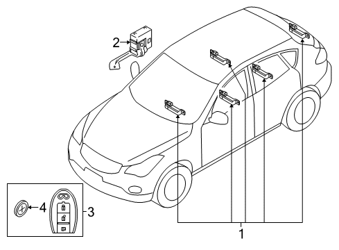 2016 Infiniti QX50 Keyless Entry Components Keyless Controller Assembly Diagram for 28595-JL30A