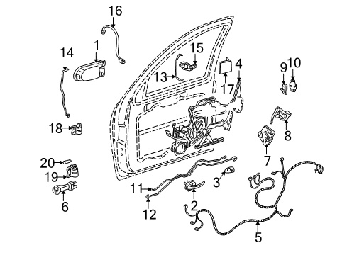 1999 Chevrolet Venture Front Door - Lock & Hardware Lock Module Diagram for 16639553