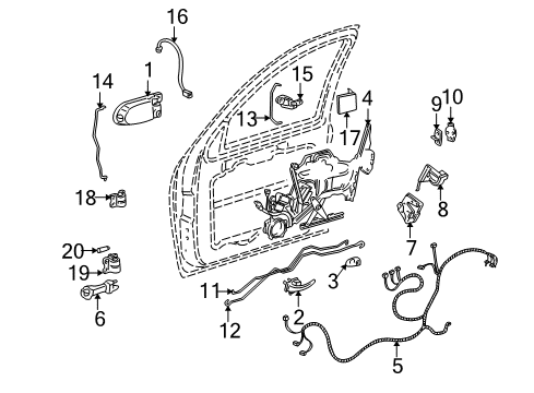 2005 Chevrolet Venture Front Door - Lock & Hardware Module Asm, Front Side Door Locking System (W/ Window Regulator) Diagram for 89045638