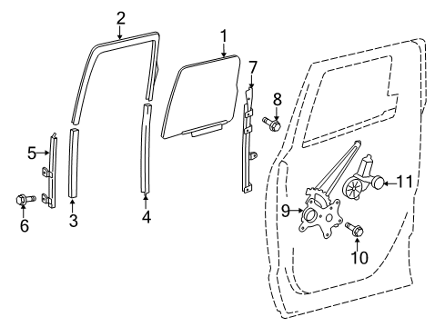 2020 Toyota Tundra Rear Door Glass Run Diagram for 68191-0C020