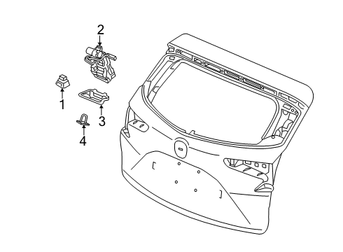 2019 Acura RDX Lift Gate Garnish, Tail Gate Lock Diagram for 74802-TJB-A00