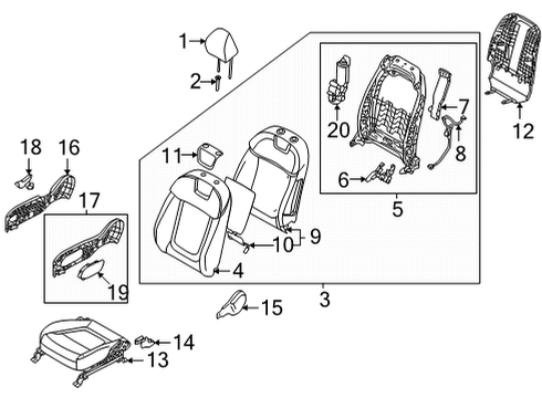 2022 Hyundai Tucson Passenger Seat Components Screw Diagram for 88055-C2003