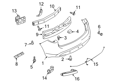 2010 Infiniti FX35 Parking Aid RETAINER-Rear Bumper Lower Diagram for 85242-1CA1A