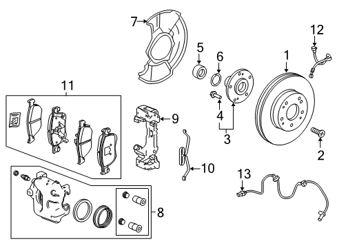 2019 Honda Accord Front Brakes Disk, Front Brake (16 Diagram for 45251-T2F-A51