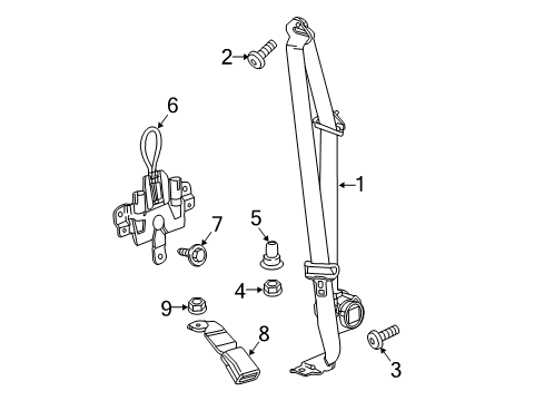 2021 GMC Canyon Seat Belt Seat Belt Assembly Cap Diagram for 15194000