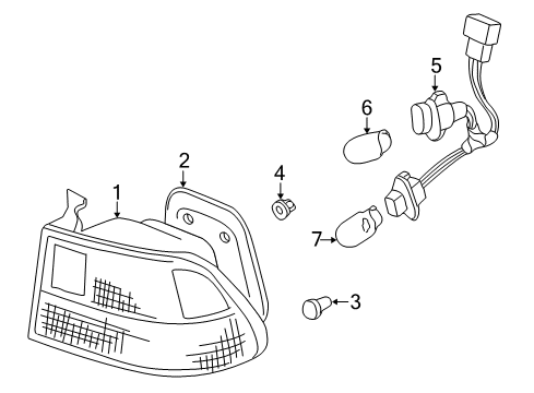 1997 Honda Civic Tail Lamps Socket Diagram for 33503-S04-A01