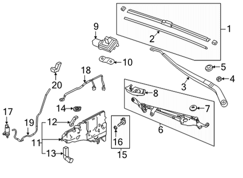 2022 Acura MDX Wiper & Washer Components SUB-WIRE, WASHER Diagram for 76872-TYA-A10