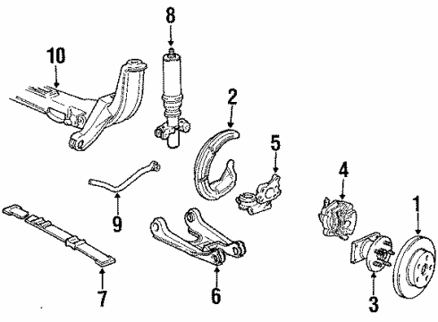1988 Buick Reatta Rear Suspension Components, Lower Control Arm, Ride Control, Stabilizer Bar Rear Suspension Strut (W/Mount) Diagram for 22047984