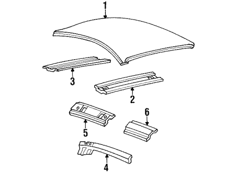 1998 Ford Mustang Roof & Components Header Panel Diagram for F4ZZ-6303408-A