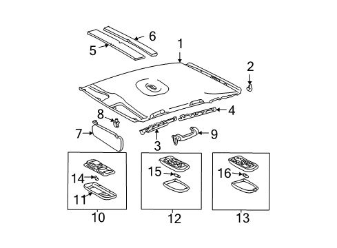 2007 Toyota Matrix Interior Trim - Roof Pad Diagram for 63342-02080