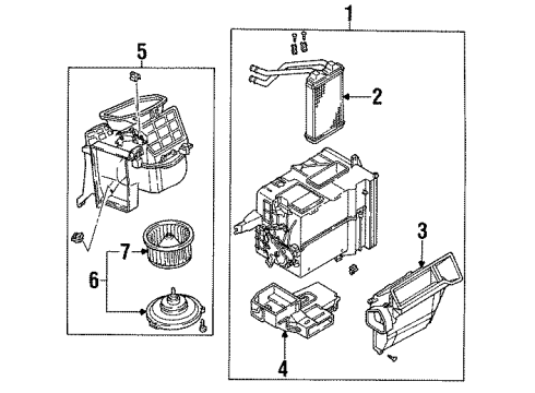 1991 Toyota Corolla Blower Motor & Fan Heater Assembly Diagram for 87150-12490
