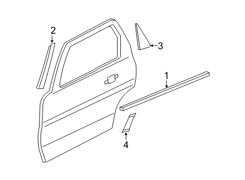 2008 Ford Escape Exterior Trim - Rear Door Front Molding Diagram for 8L8Z-78255A34-AA