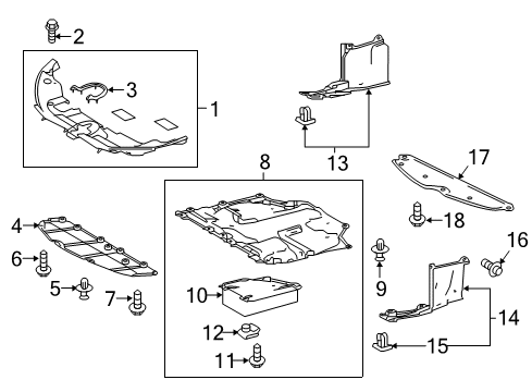 2021 Toyota Prius AWD-e Splash Shields Engine Cover Diagram for 51447-47030